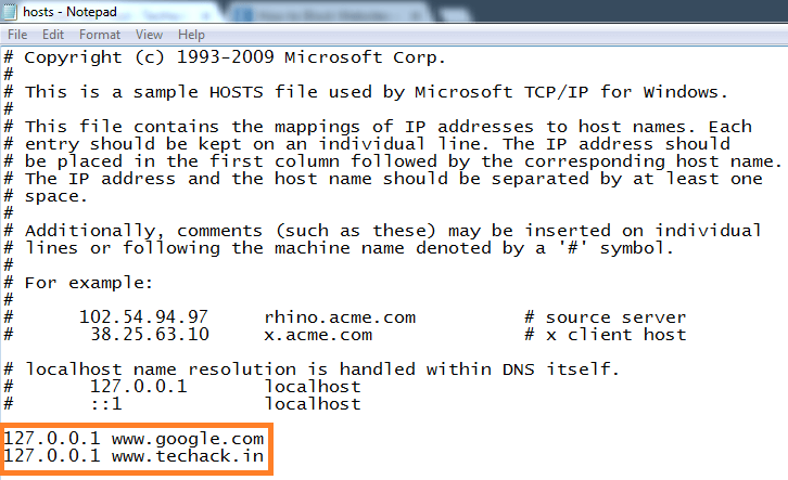 edit hosts file(PC)
