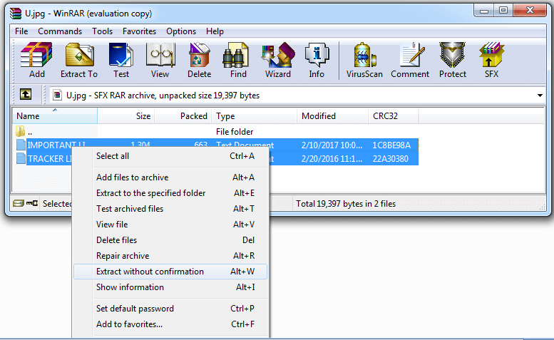 Extract using RAR