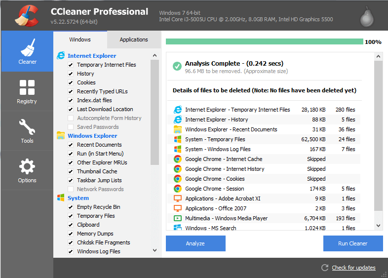 CCleaner Analyzer Tool