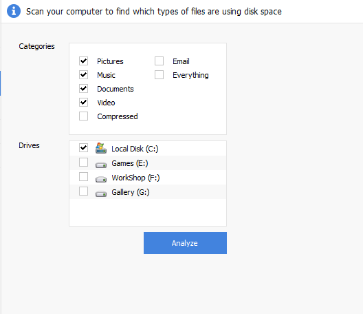 CCleaner Disk Analyzer Tool