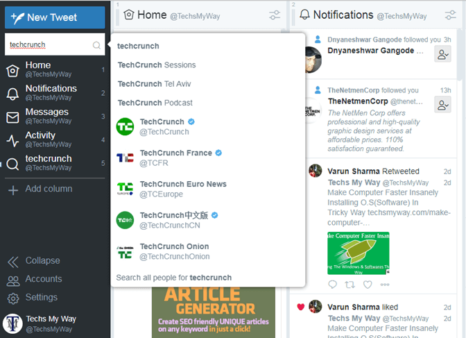 Tweetdeck Advanced Search