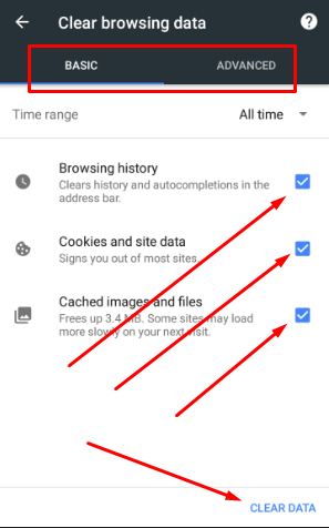 how to clear cache in google chrome android