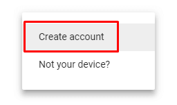 Create Google Account - Click Create account