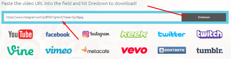 Download Instagram Video using DreDown