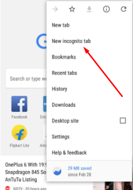 Google Chrome Incognito Mode on Android and iOS