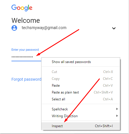 How to Reveal Password Behind Asteristik in Login Pages - Right-Click and Inspect Element