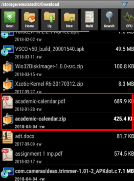 Uisng AndroZip Free File Manager 2