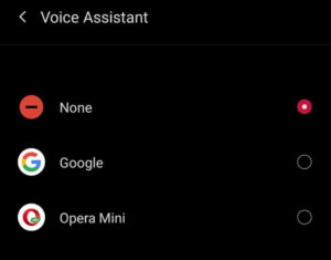 Disable Google Assistant on Android - Choose None option