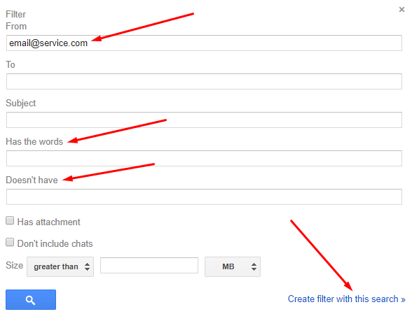 Create a new filter to block emails