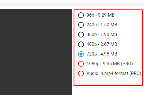 Select Download Quality
