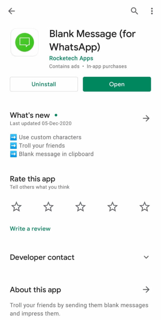 Blank Message Play Store