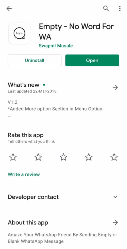 Empty Message Play Store