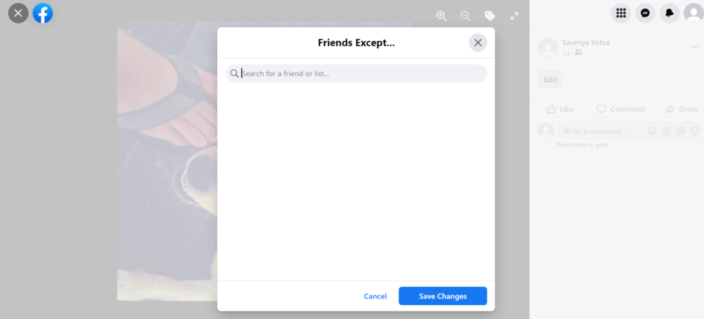 Friends list for post privacy Facebook