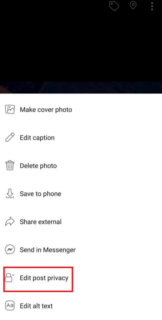 Edit privacy option on photo on Facebook