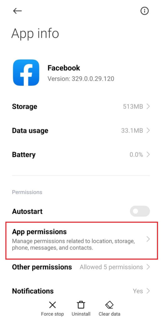 Facebook App permission option to turn off your location on Facebook in iOS