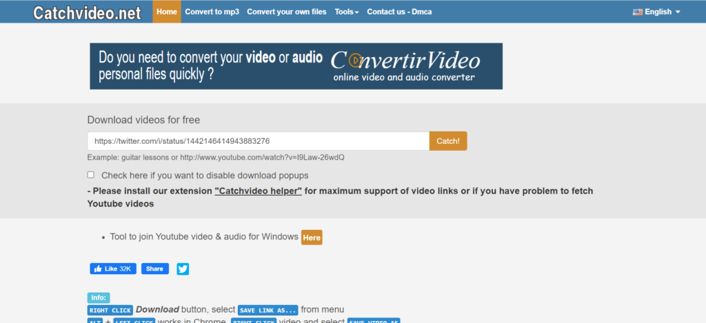 Paste URL of embedded video on catchvideo.net