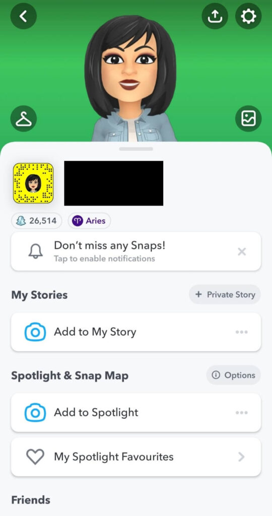 Profile on Snapchat
