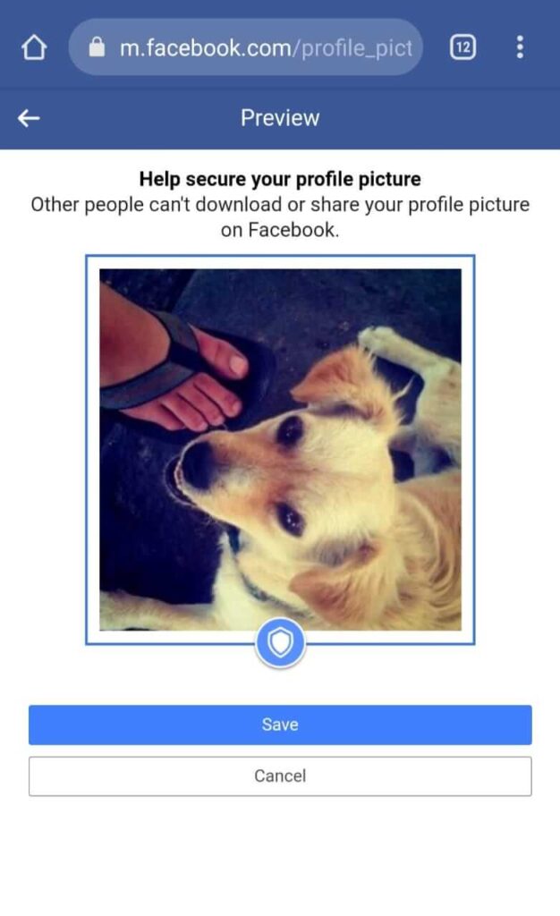 Save option to turn on facebook profile picture guard