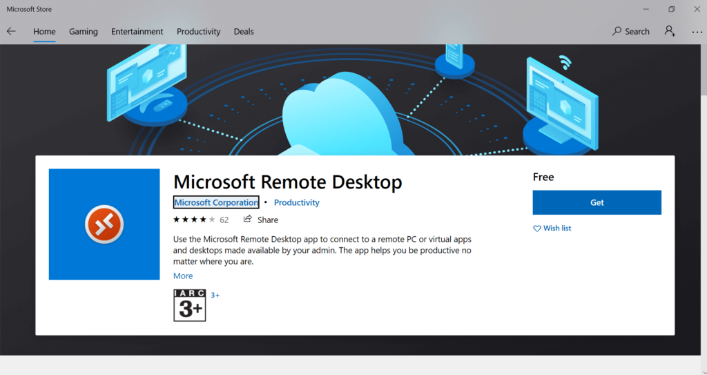 Microsoft Remote Desktop app 