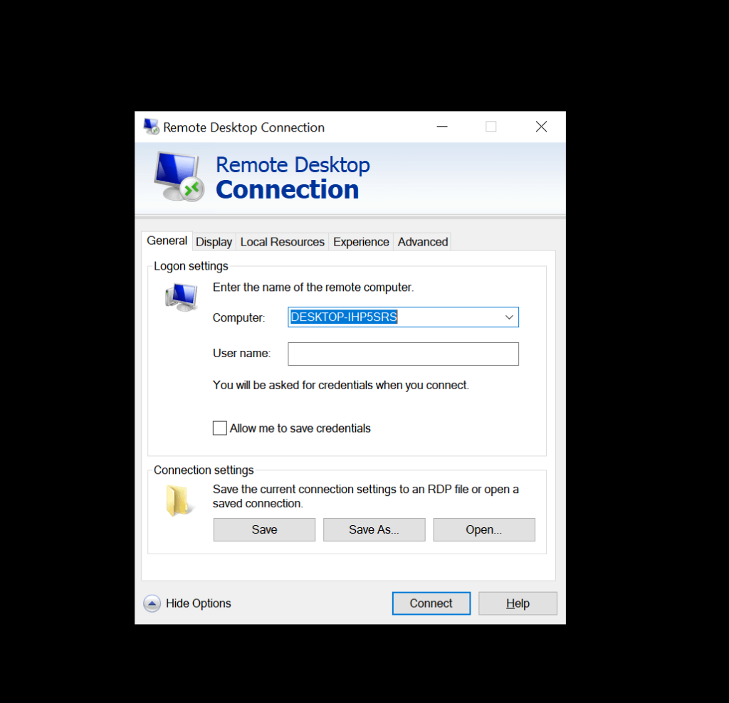 Remote desktop credentials