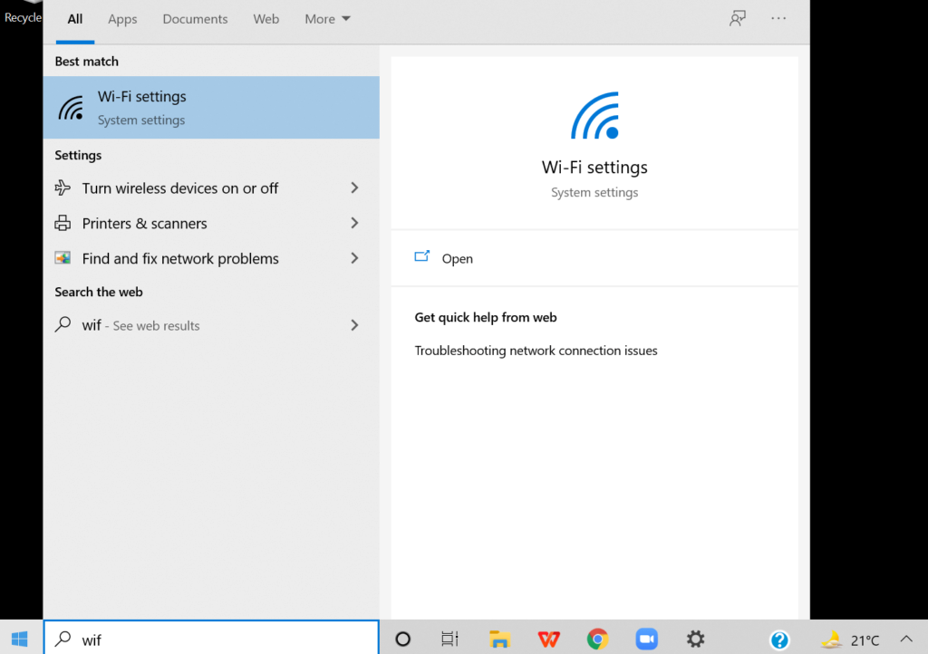disable WiFi temporarily in Windows 10 from WiFi settings