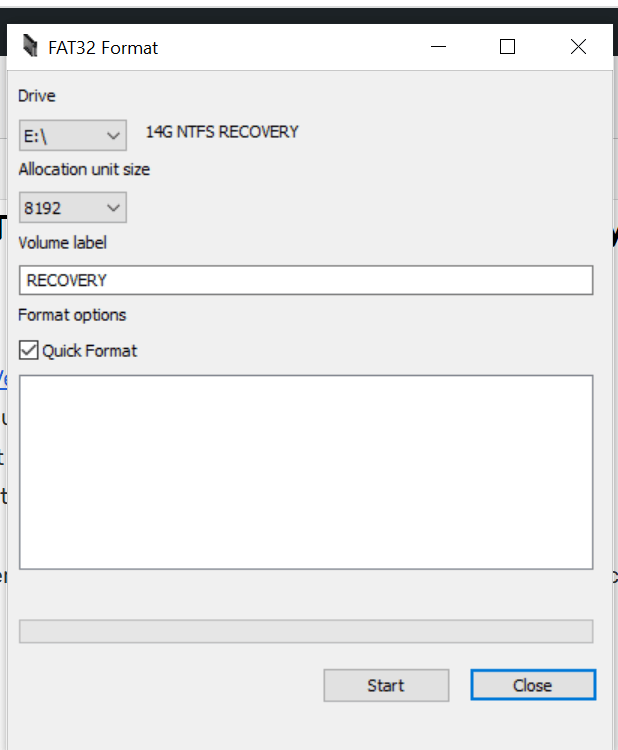 Format a drive in FAT32 using third party app