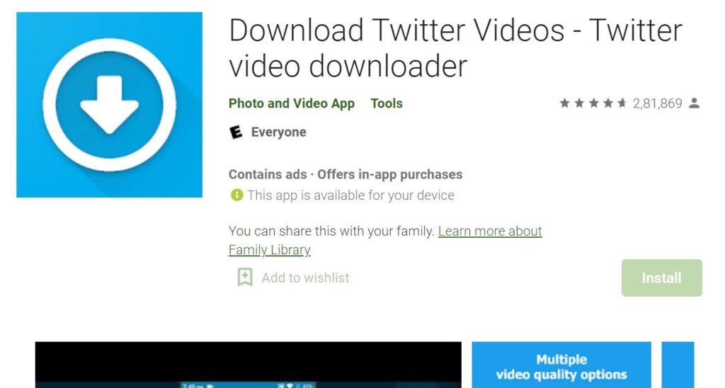 Download twitter videos on android devices