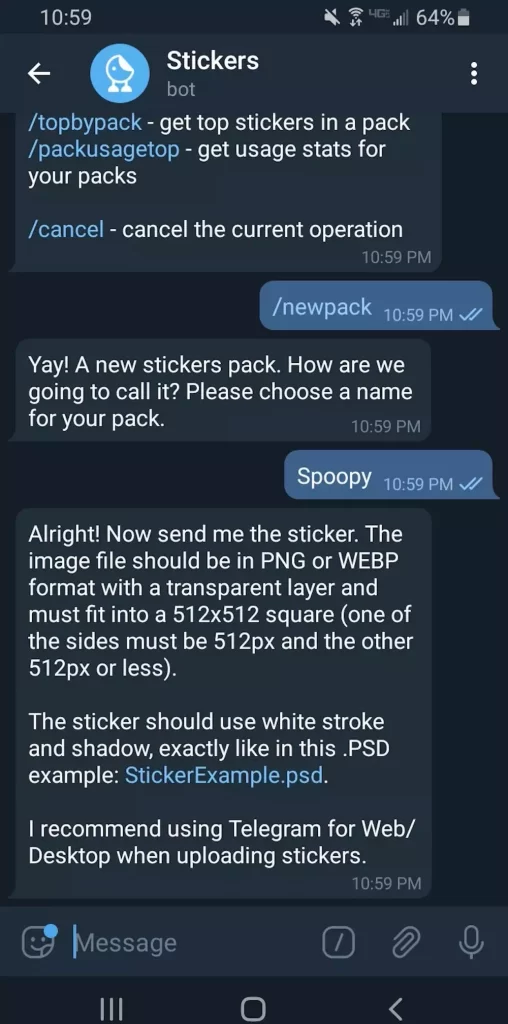 Telegram stickers bot