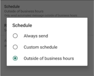 auto reply outside business hours