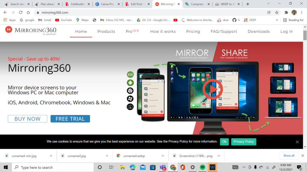 buy mirroring 360 for mirroring your screen