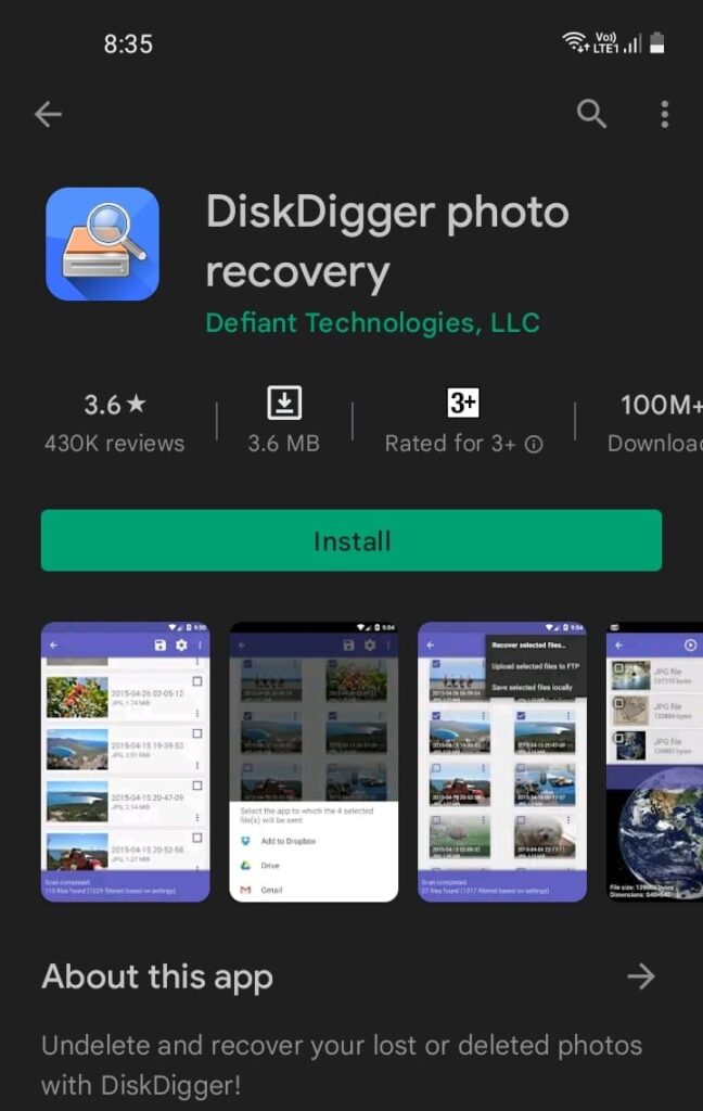 recover deleted photos using diskDigger