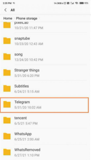 telegram folder on your device