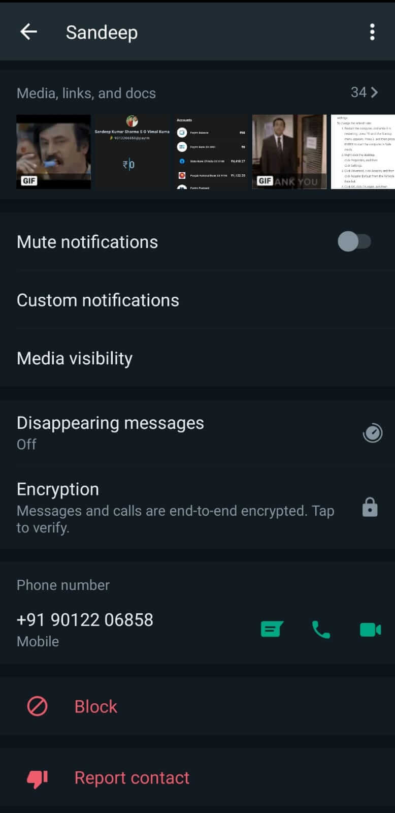 Tap on disappearing message option