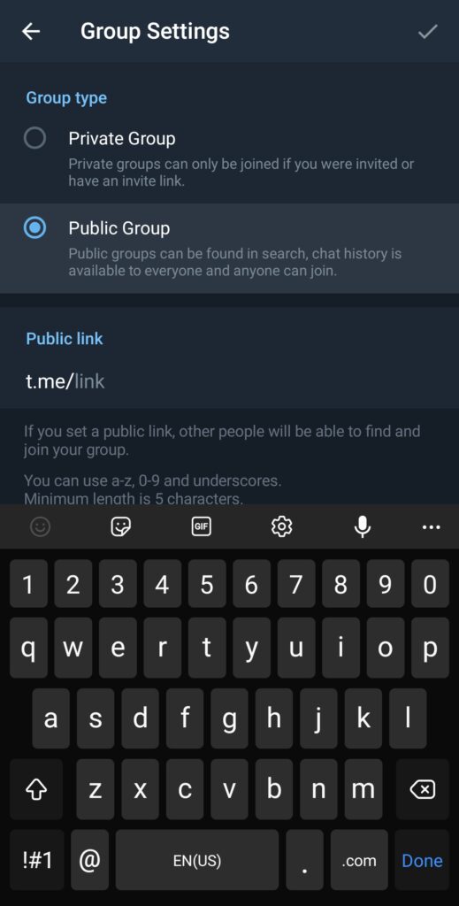 public group telegram