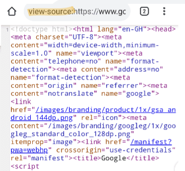 Android view source URL