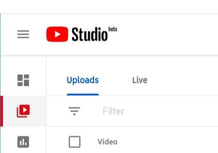 Select the tab for uploaded videos or live videos