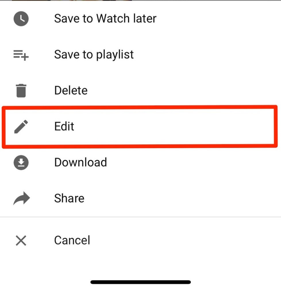 Choose the edit option of the video you want to turn private
