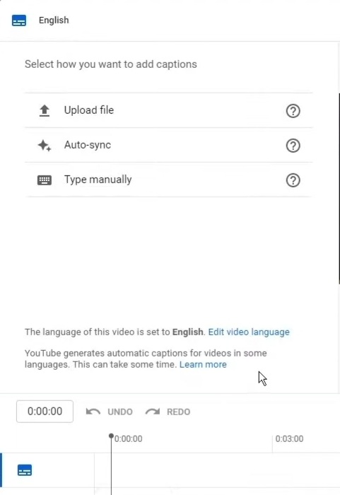 Choose the method to add subtitles to YouTube Videos