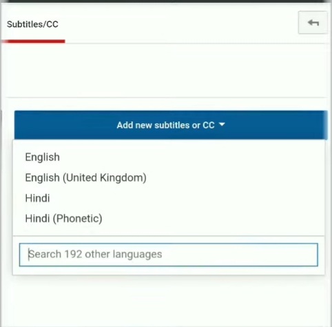 Choose the language for subtitles