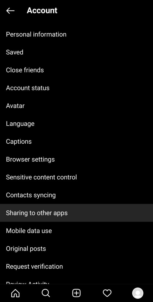 Select sharing to other apps
