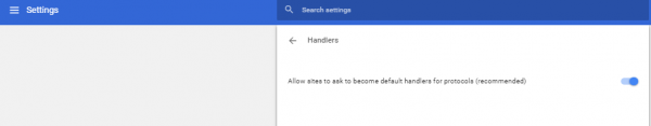 Click here to Allow sites to ask to become default handlers for protocols(recommended)