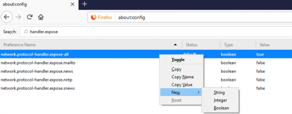 To open a magnet link in firefox, select New in handler.expose