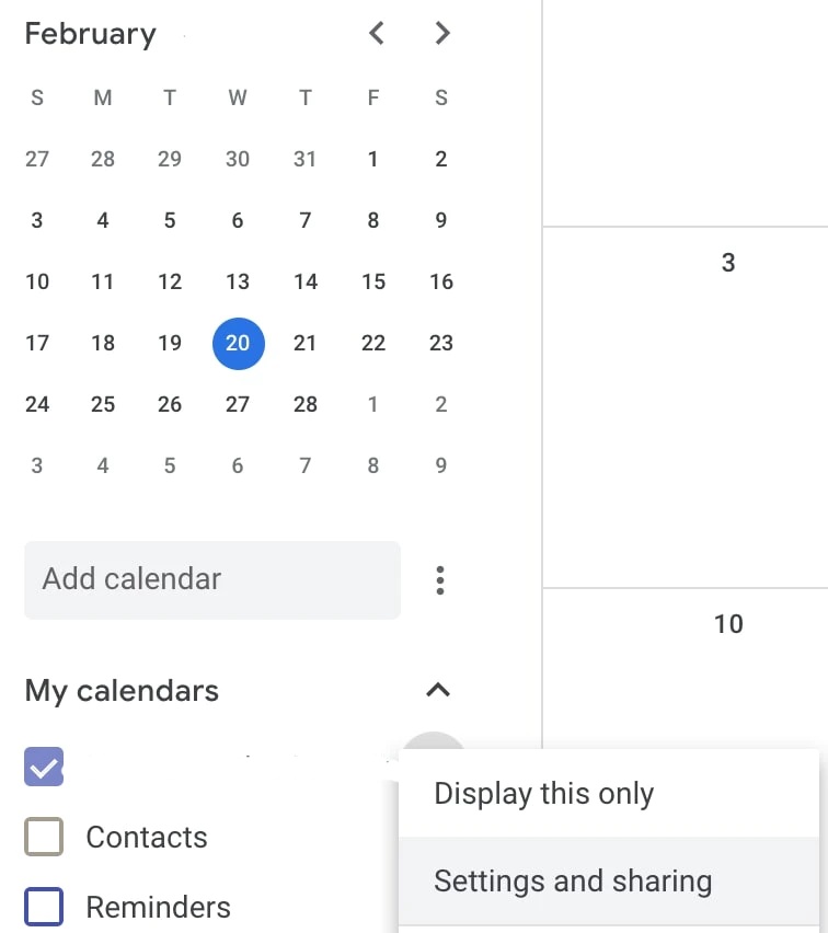 Share your schedule with your contacts.