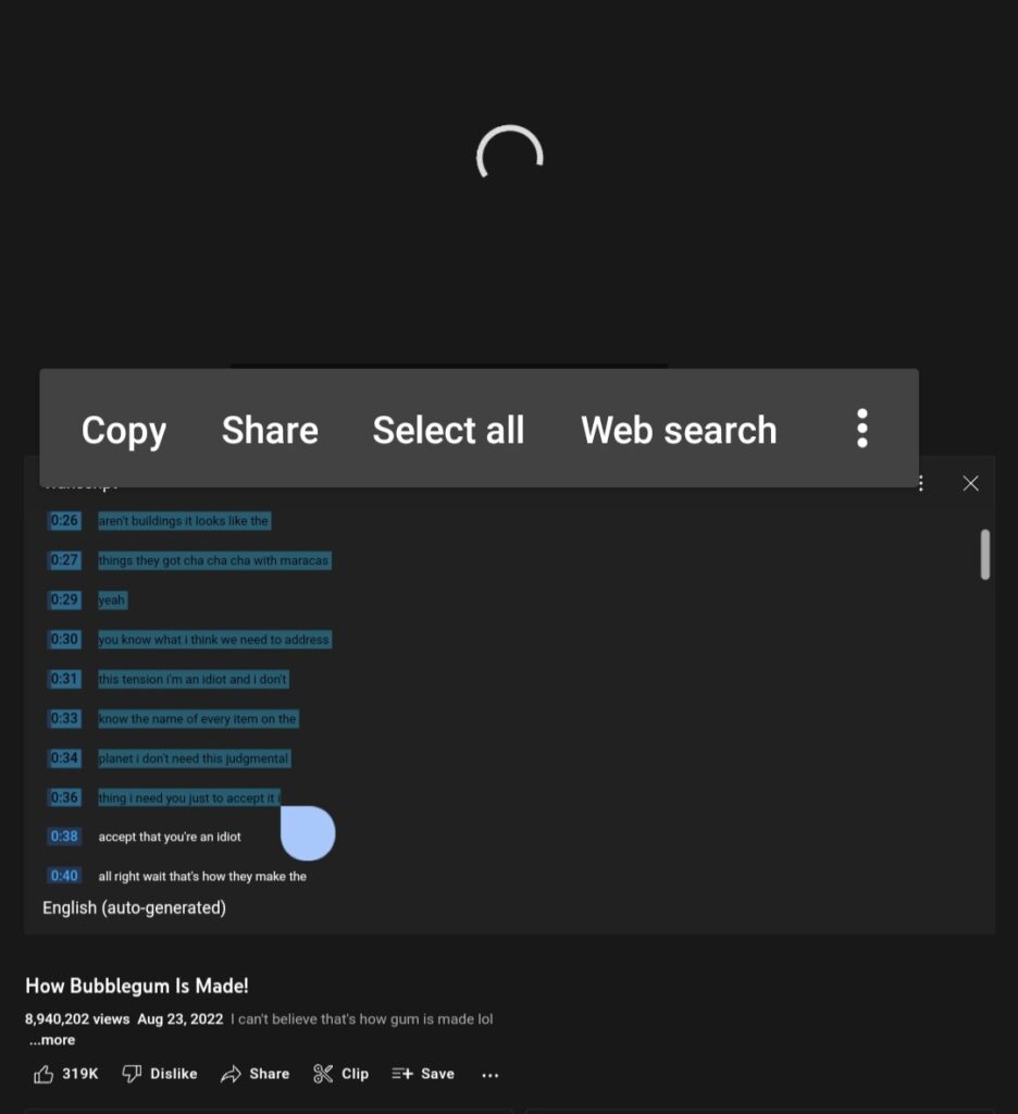 To download YouTube video subtitles, copy the transcript as text and paste it into any document to review offline. 
