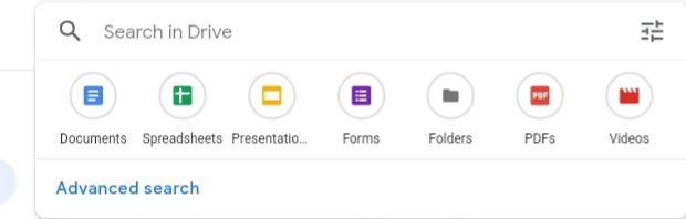 Choose which category your file belongs to in Google Drive.