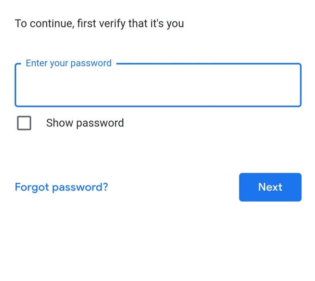 set new password to fix gmail in page issue