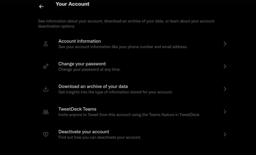 Go to account information to find the deactivation option.