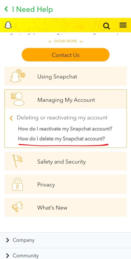 How to delete a Snapchat account? 