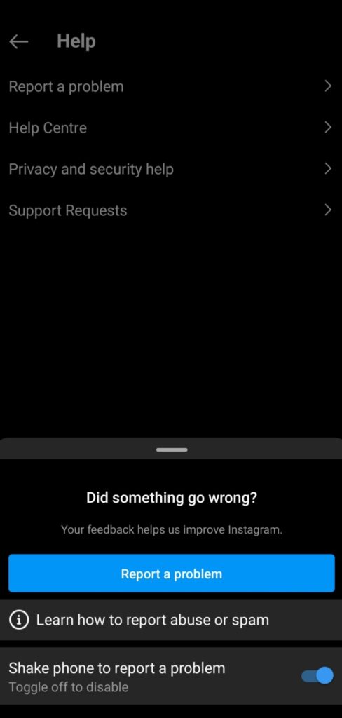 Send a complaint to fix Instagram Reel not showing issue.