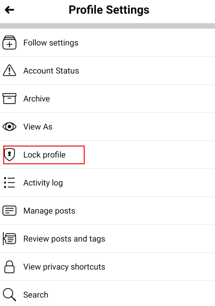 how to lock profile on app 